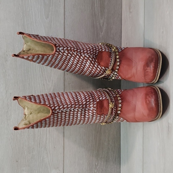 Vintage Y2K Womens Barbie Western Boho Gypsy custom Boots Leather sz38/7 - Picture 4 of 16